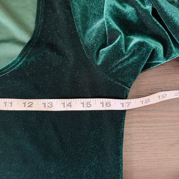 Elhoffer Top Womens Large Tabitha Blouse Velvet Emerald Green Boho Romantic - Picture 7 of 9
